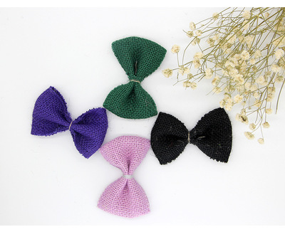 熱銷 服飾鞋帽DIY手工加工精美蕾絲蝴蝶結(jié)彩色 麻布花 可定制