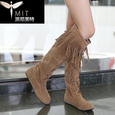 特價(jià)新款韓版過膝流蘇靴長(zhǎng)靴平跟筒靴子女長(zhǎng)筒靴子做大碼 派尼美特流蘇靴型號(hào)【價(jià)格 圖片 品牌 報(bào)價(jià)】-蘇寧易購(gòu)派尼美特服飾鞋帽專營(yíng)店
