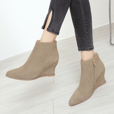 單靴子女秋秋短靴韓版平底坡跟及踝靴學生磨砂跟裸靴女 賓如意靴子型號【價格 圖片 品牌 報價】-蘇寧易購樸云服飾鞋帽專營店